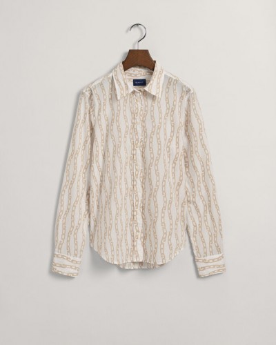 Camisa em voile de algodão com estampado Chain corte normal