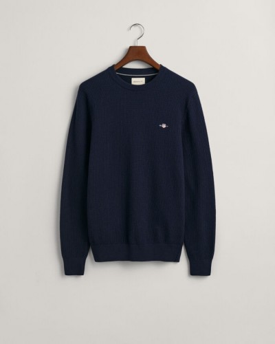 Sweatshirt com decote redondo em algodão micro texturizado