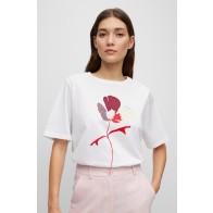 T-SHIRT DE ALGODÃO MERCERIZADO COM FLORES