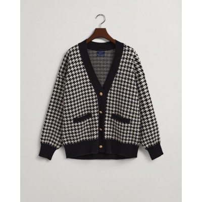Casaco de malha oversized com padrão Houndstooth