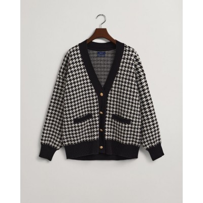 Casaco de malha oversized com padrão Houndstooth