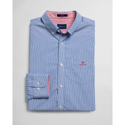 CAMISA EM POPELINA ÀS RISCAS REGULAR FIT