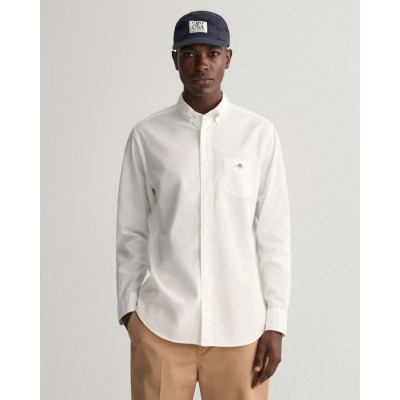 Camisa de linho e algodão regular fit
