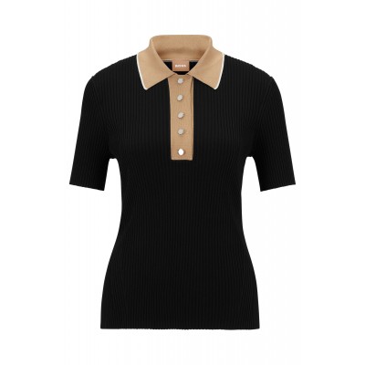 TOP SLIM-FIT CANELADO COM CARCELA COM PRESS-STUD