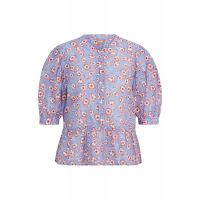 BLUSA DE AJUSTE REGULAR COM ESTAMPADO FLORAL  EM RAMIÉ E ALGODÃO