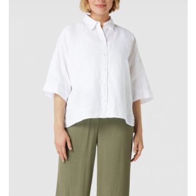 BLUSA DE MANGA CURTA DE AJUSTE RELAXADO EM LINHO 