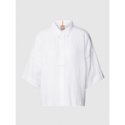 BLUSA DE MANGA CURTA DE AJUSTE RELAXADO EM LINHO 