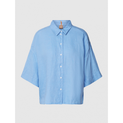 BLUSA DE MANGA CURTA DE AJUSTE RELAXADO EM LINHO 