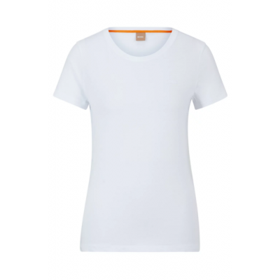 T-SHIRT DE AJUSTE SLIM EM ALGODÃO ORGÂNICO COM LOGÓTIPO NO MESMO TOM