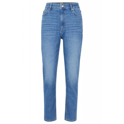 JEANS CROPPED DE CINTURA ALTA EM DENIM COMFORT-STRETCH AZUL