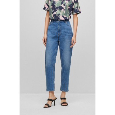 JEANS CROPPED DE CINTURA ALTA EM DENIM COMFORT-STRETCH AZUL
