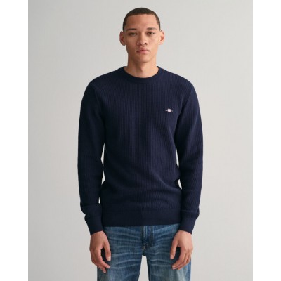 Sweatshirt com decote redondo em algodão micro texturizado