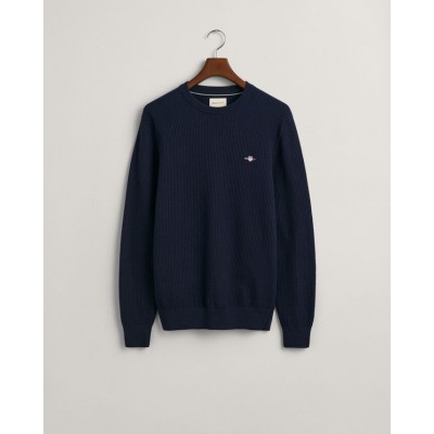 Sweatshirt com decote redondo em algodão micro texturizado