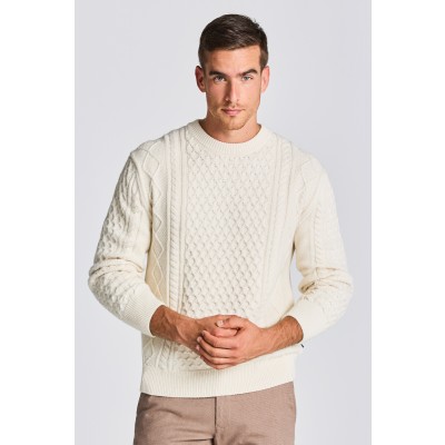 Pulover com decote redondo Aran Cable