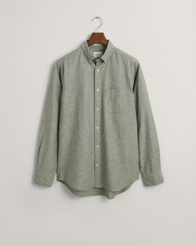 Regular fit linen and cotton shirt