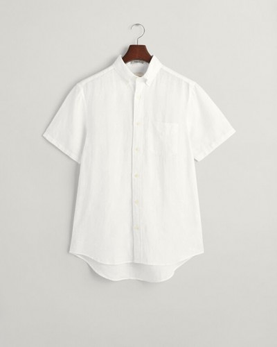 Regular fit linen shirt with short sleeves