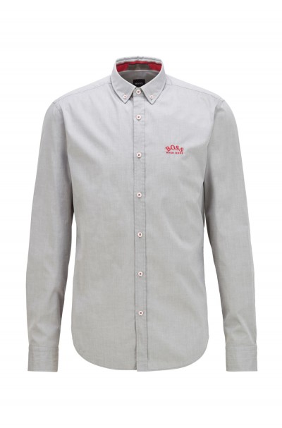 Regular-fit button-down shirt in stretch-cotton poplin