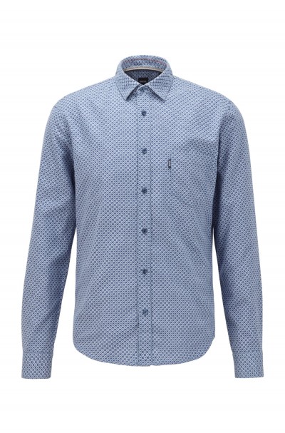 Slim-fit shirt in dobby-jacquard cotton