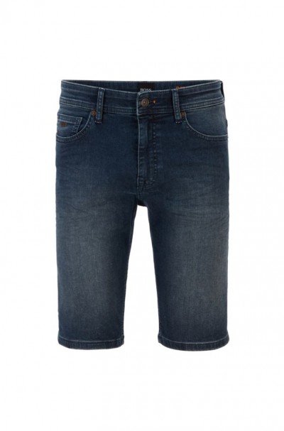 Slim-fit shorts in dark-blue super-stretch denim