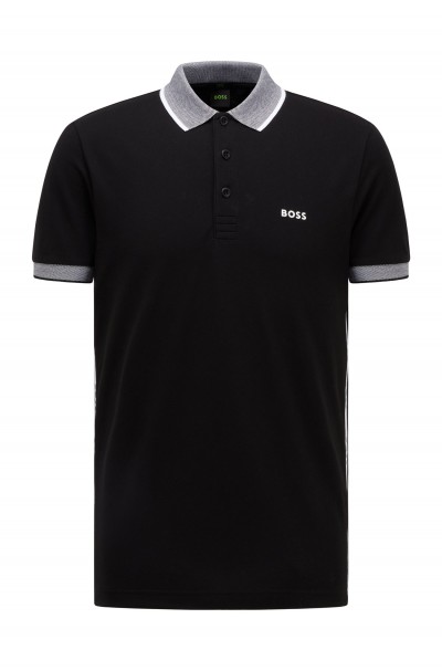 COTTON-BLEND SLIM-FIT POLO SHIRT WITH CONTRAST TRIMS