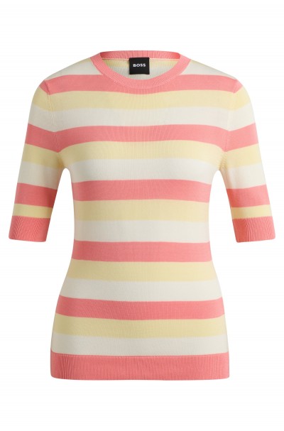 SHORT SLEEVE SWEATSHIRT WITH HORIZONTAL STRIPES