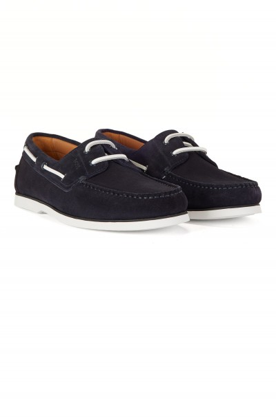 SUEDE BOAT SHOES WITH EMBOSSED LOGO