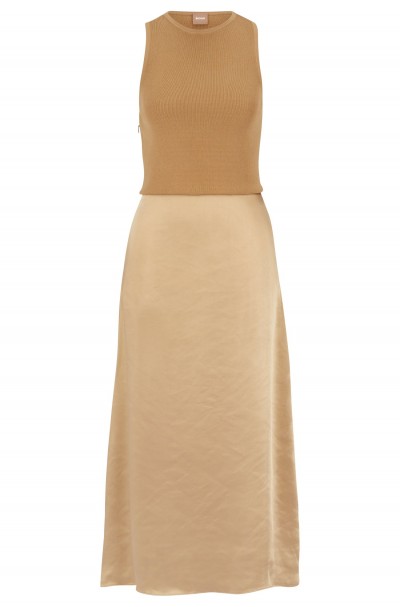 SLIM-FIT SLEEVELESS DRESS IN TONAL FABRICS