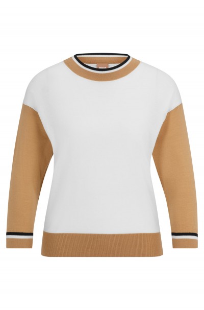 COLOUR-BLOCKED SWEATER IN SUPER-FINE MERINO WOOL