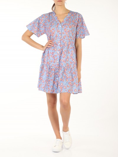 FLORAL-PRINT MINI DRESS WITH BUTTON FRONT