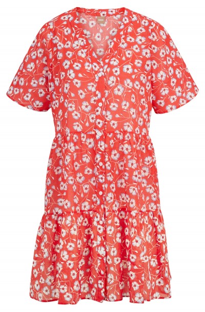 FLORAL-PRINT MINI DRESS WITH BUTTON FRONT