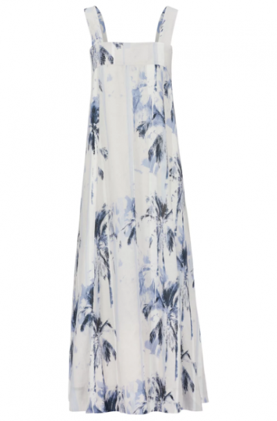 RELAXED-FIT MAXI DRESS IN PRINTED LINEN