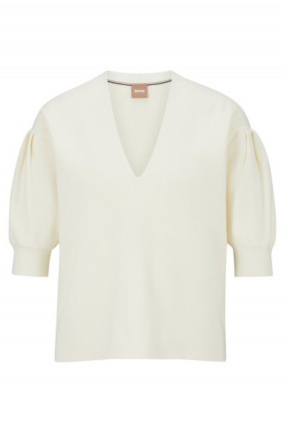 SWEATER WITH V-NECK AND VOLUMOUS SLEEVES