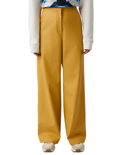 RELAXED-FIT REGULAR-RISE TROUSERS IN FAUX LEATHER