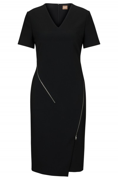 DRESS WITH V-NECK AND ZIP CLOSURE