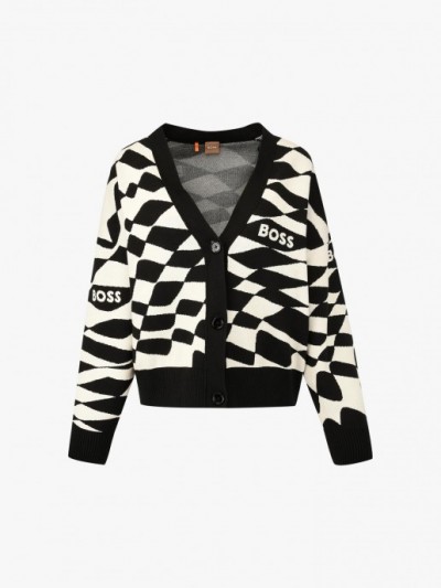 JACKET WITH V-NECK AND GEOMETRIC PATTERN BY BOSS