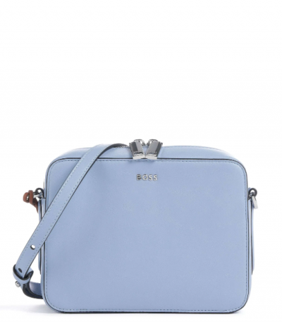 SYNTHETIC LEATHER SHORT BAG WITH POLISHED METAL LOGO
