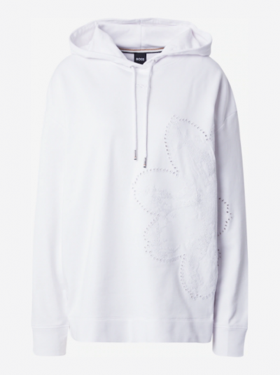 COTTON SWEATSHIRT WITH HOOD AND FLORAL EMBROIDERY