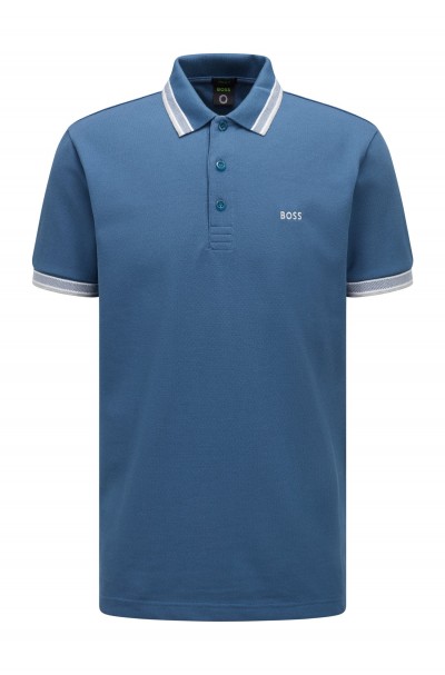 ORGANIC-COTTON POLO SHIRT WITH CURVED LOGO