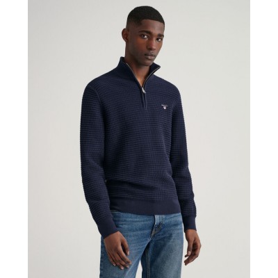 Cotton Texture Half-Zip Sweater