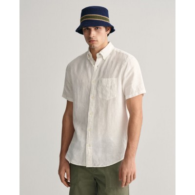 Regular fit linen shirt with short sleeves