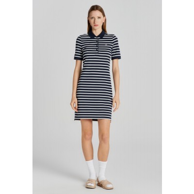 Shield short-sleeved striped polo dress