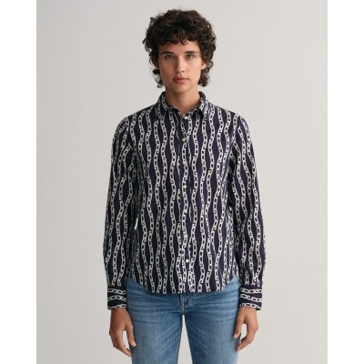 Regular Fit shirt in cotton chiffon Chain Print