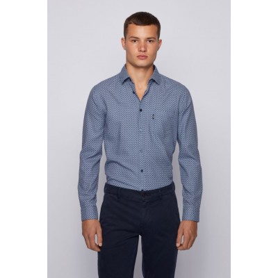 Slim-fit shirt in dobby-jacquard cotton