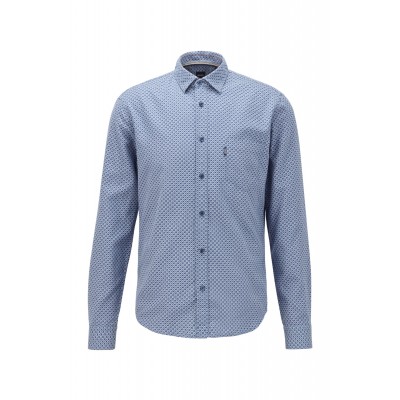 Slim-fit shirt in dobby-jacquard cotton