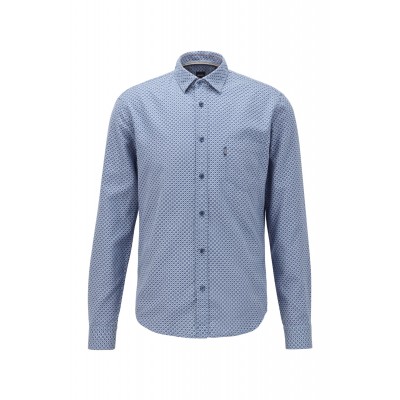 Slim-fit shirt in dobby-jacquard cotton