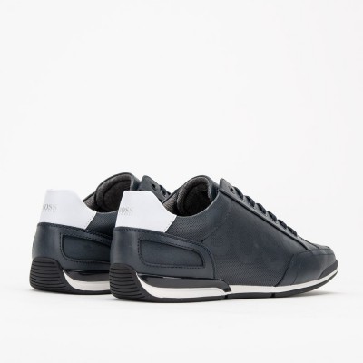 Low-profile leather trainers with perforated detailing