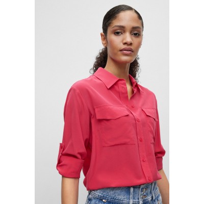 REGULAR-FIT BLOUSE IN SANDWASHED SILK CANVAS