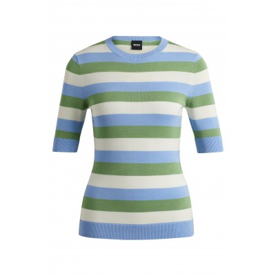 SHORT SLEEVE SWEATSHIRT WITH HORIZONTAL STRIPES