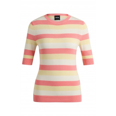 SHORT SLEEVE SWEATSHIRT WITH HORIZONTAL STRIPES