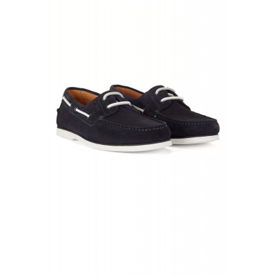 SUEDE BOAT SHOES WITH EMBOSSED LOGO